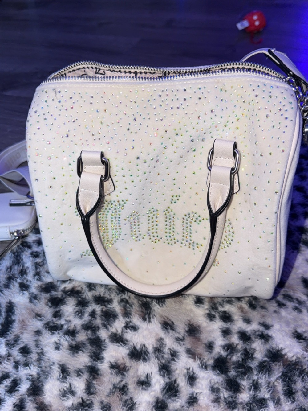 Juicy Couture White Crystal-Studded Satchel